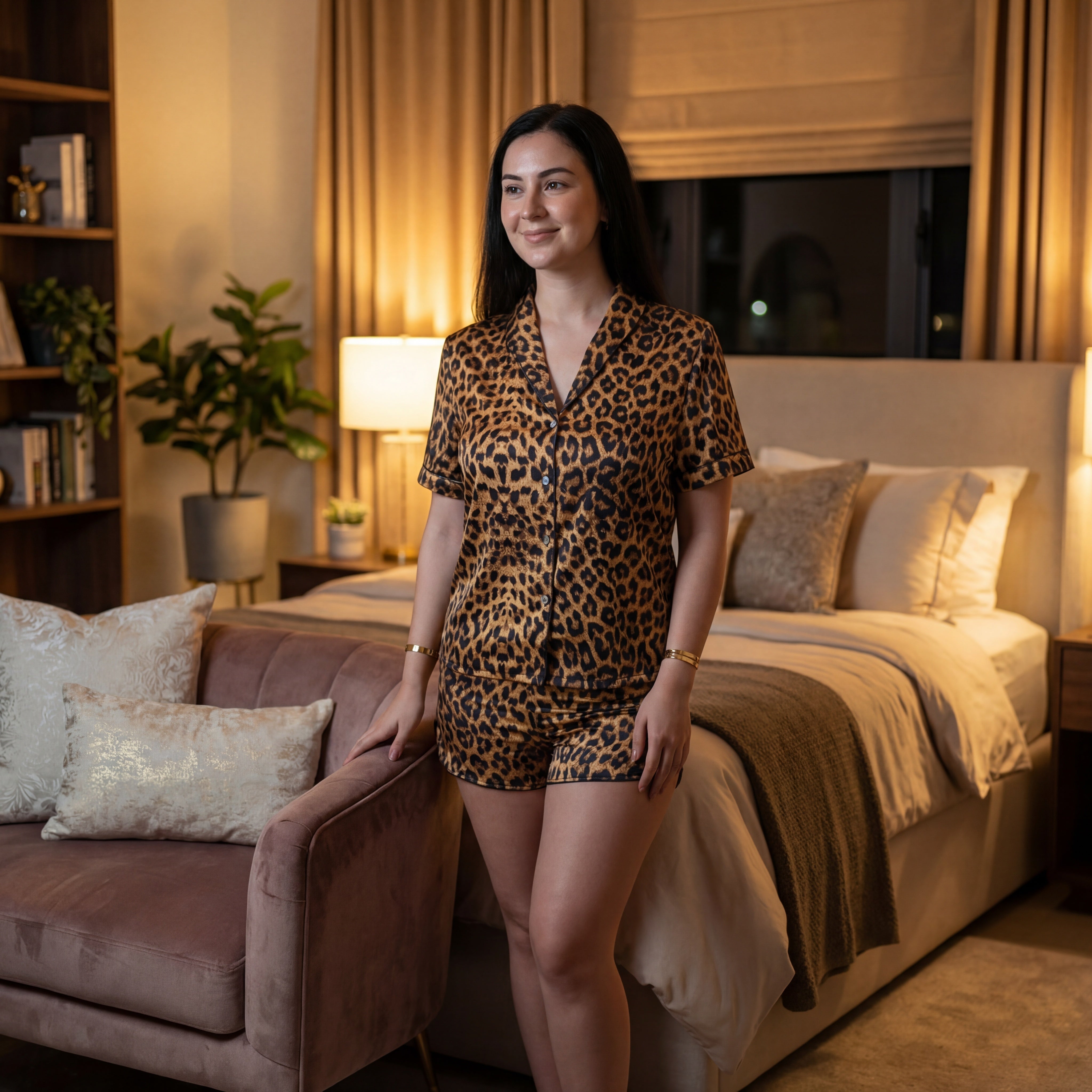 Pyjama léopard finition satin