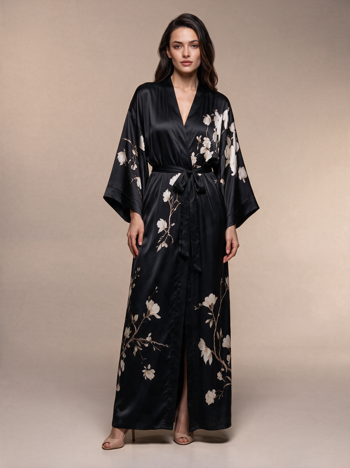 Peignoir Kimono Midi Croisé Imprimé fleuri