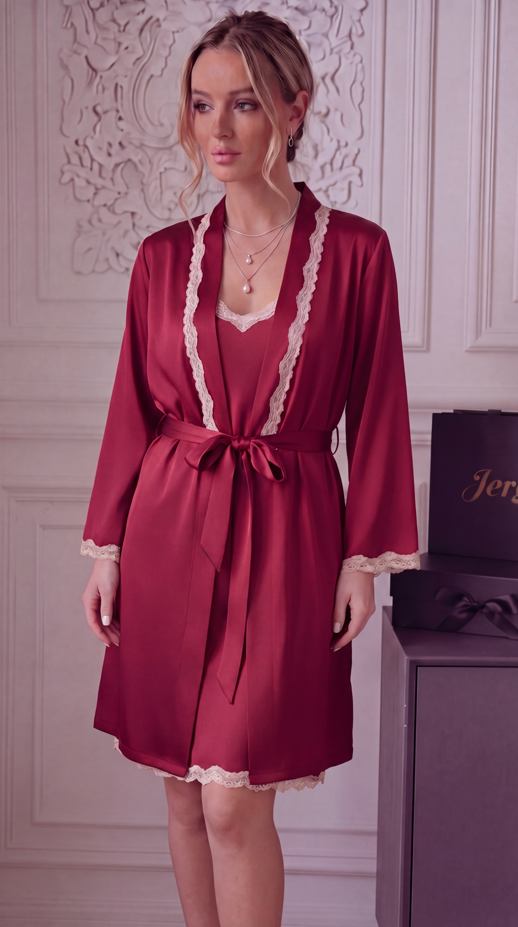 Celeste (Ensemble 5 pièces en satin de soie et dentelle)
