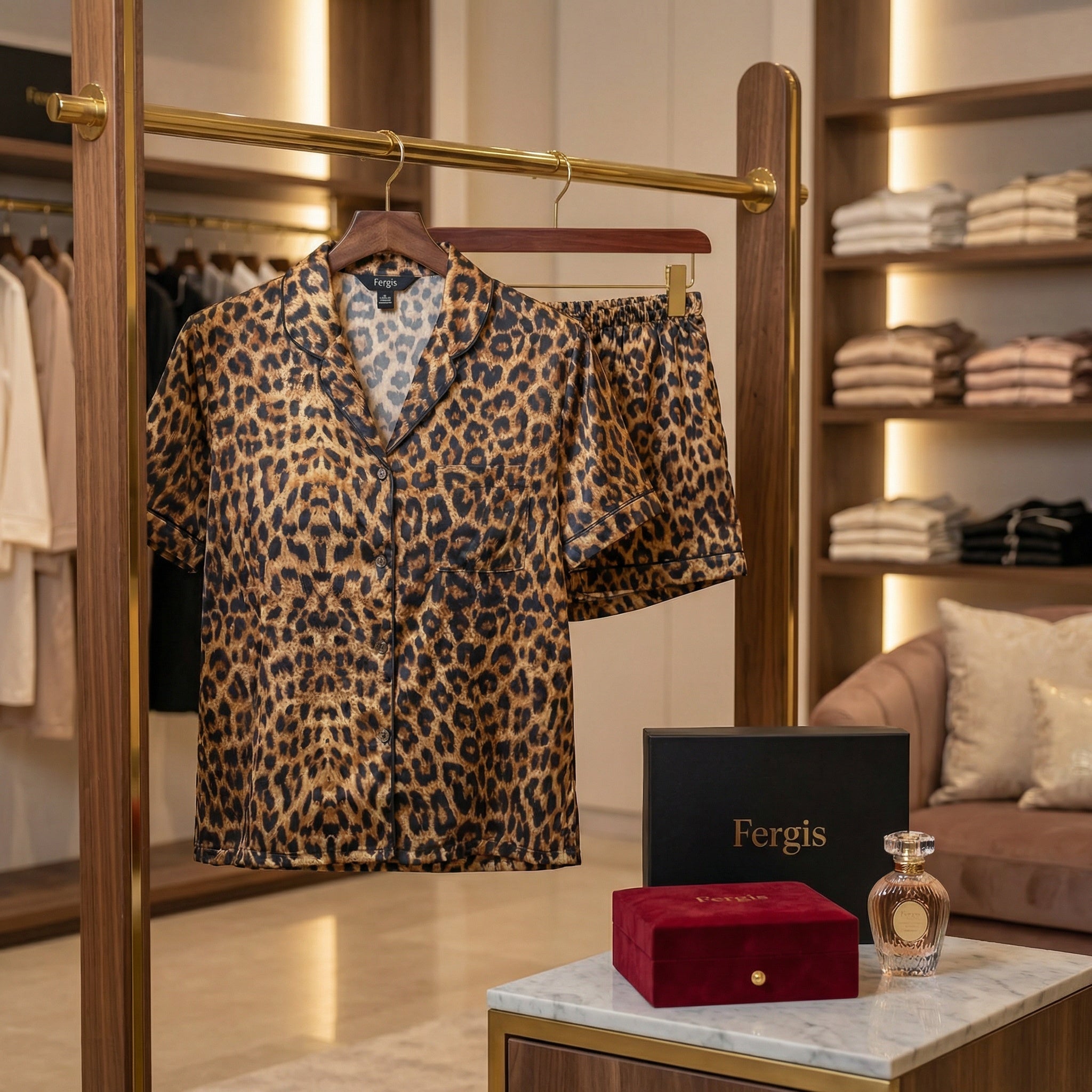 Pyjama léopard finition satin