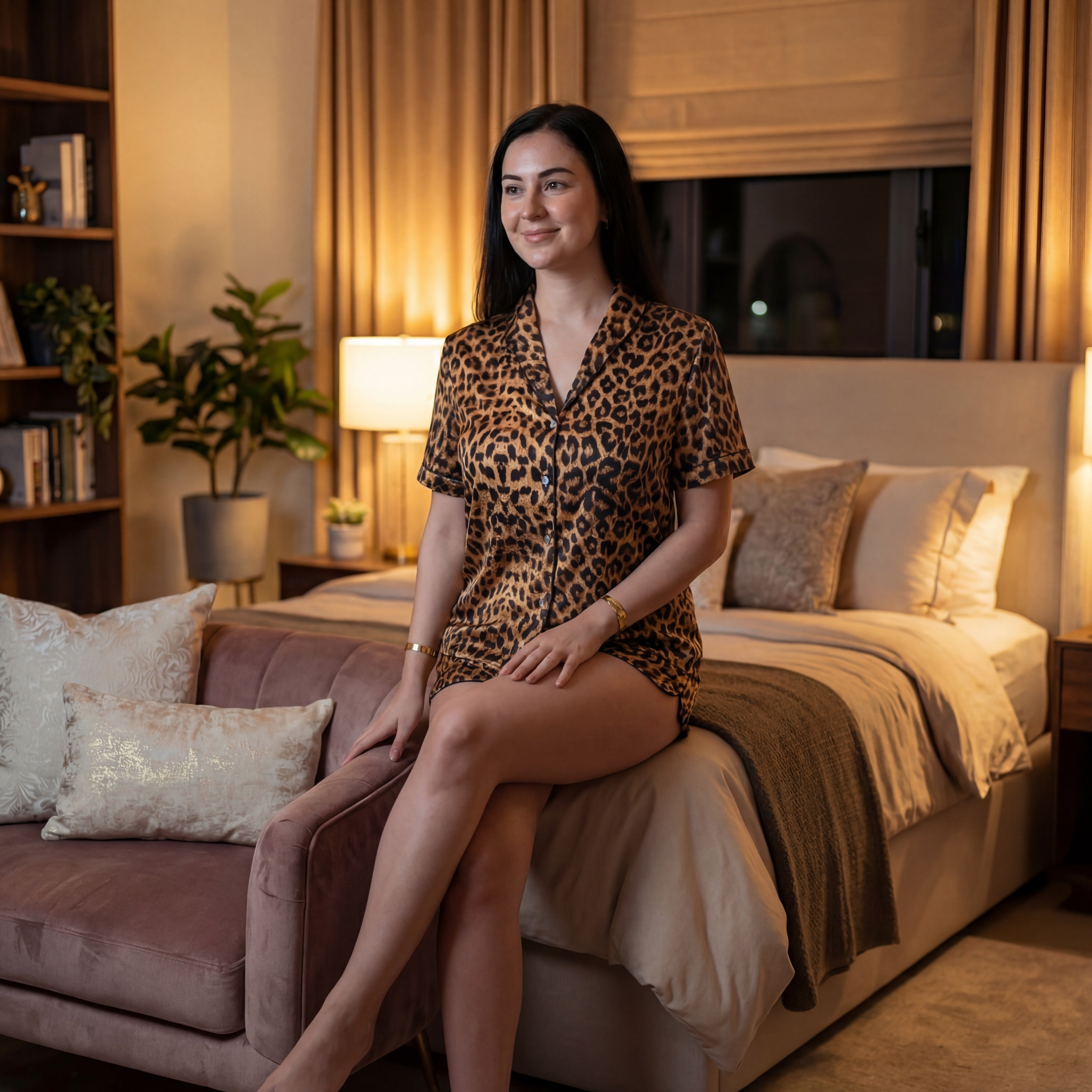 Pyjama léopard finition satin